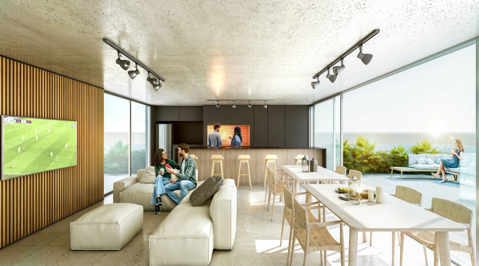 Крытая зона барбекю с кухней и террасой в NOVUS 26