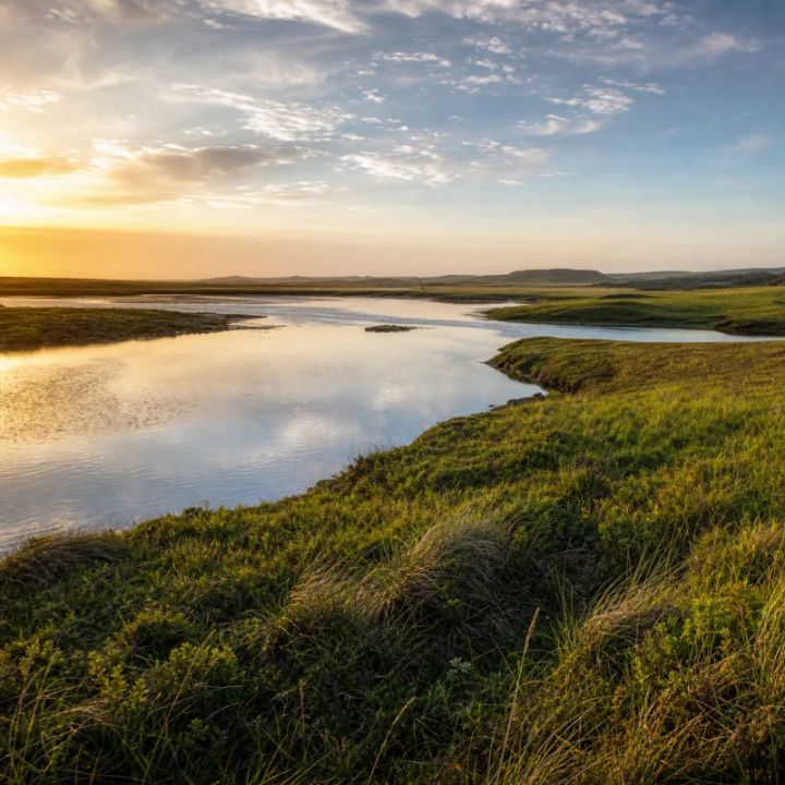 Природный водоем на закате